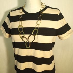 Banana Republic B black and Cream Striped T-shirt dress. NWOT